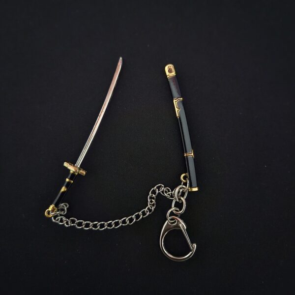 One Piece Katana Keychain with Case – Black Handle with Golden Accents - Image 2