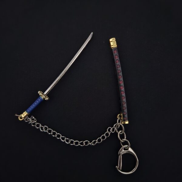 One Piece Katana Keychain with Case – Dark Blue and Golden Handle - Image 2